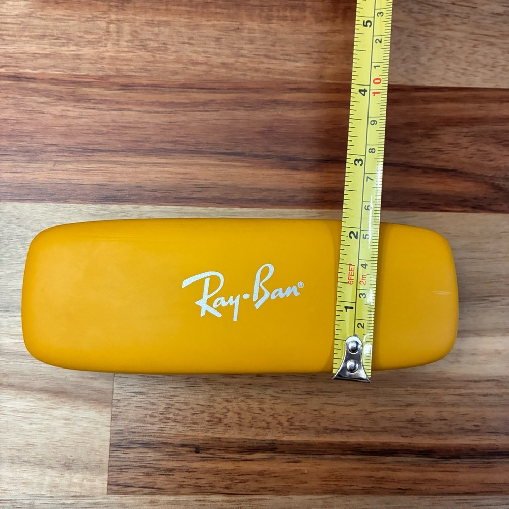 Ray-Ban Yellow Eyeglass Hard Case Glasses Protector Hinged Clamshell Felt Lined - Picture 9 of 10
